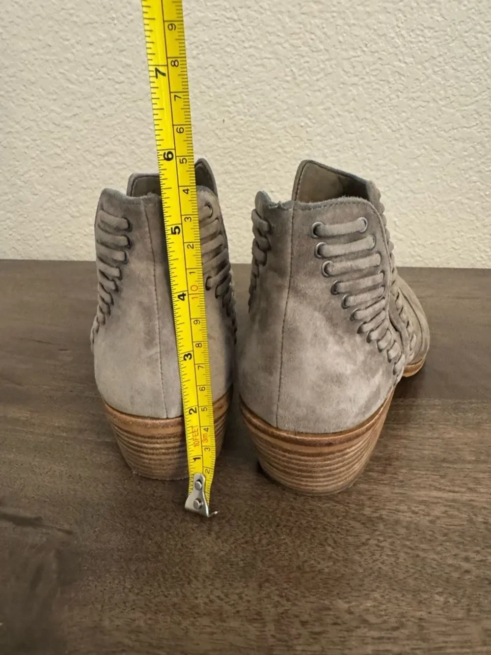 Vince Camuto Gray Suede Boho Ankle Booties Boots 9.5